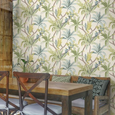 Papel pintado OASIS DE PALMERAS VERDE AZUL JE91824 2