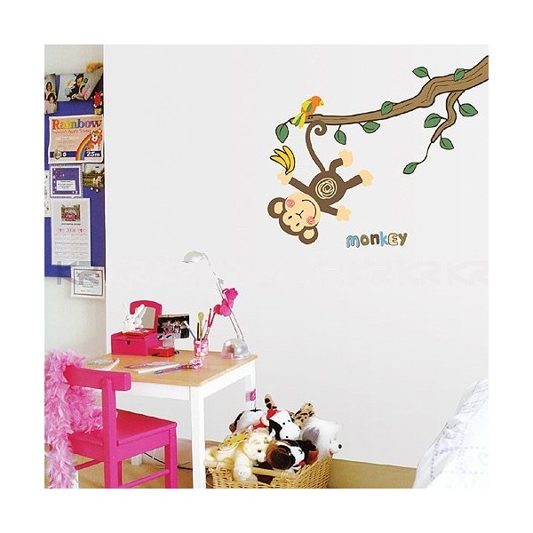 STICKER MONKEY HANGING OVER TREE DS-08219