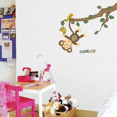 STICKER MONKEY HANGING OVER TREE DS-08219