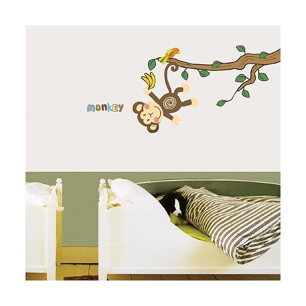 STICKER MONKEY HANGING OVER TREE DS-08219