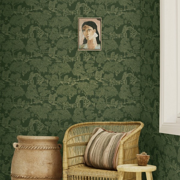 Papel de parede PAISAGEM ORIENTAL VERDE JE91811