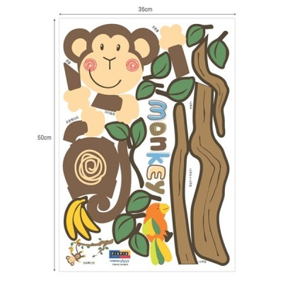 STICKER MONKEY HANGING OVER TREE DS-08219