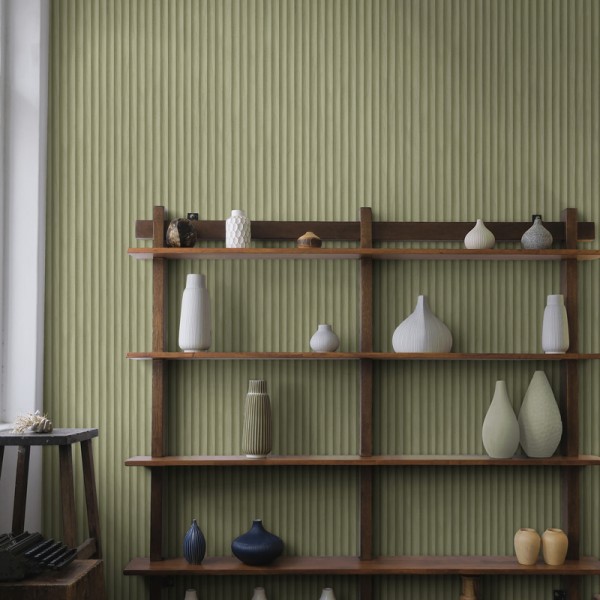 Papel pintado LISTONES DE MADERA MINIMALISTAS VERDE JE91860
