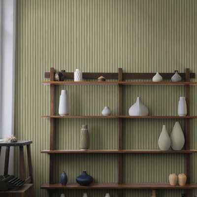 Papel pintado LISTONES DE MADERA MINIMALISTAS VERDE JE91860