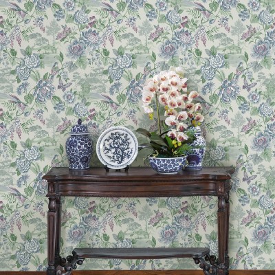 Papel de parede FLORES ORIENTAIS AZUL E LAVANDA JE91832
