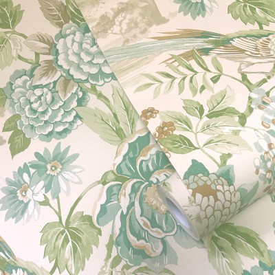 Papel de parede FLORES ORIENTAIS VERDE E AZUL JE91831 Papel de parede FLORES ORIENTAIS VERDE E AZUL JE91831