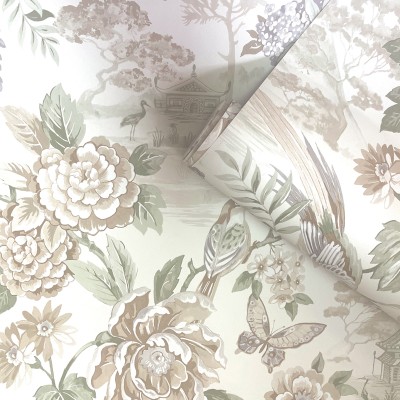 Papel pintado FLORES ORIENTALES VERDE Y MARRÓN JE91833 Papel pintado FLORES ORIENTALES VERDE Y MARRÓN JE91833