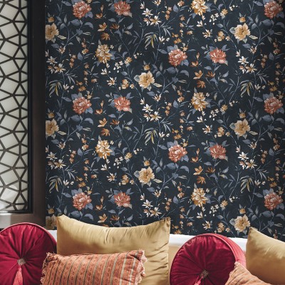 Papel pintado FLORES ASIÁTICAS AZUL MARINO JE91850 2