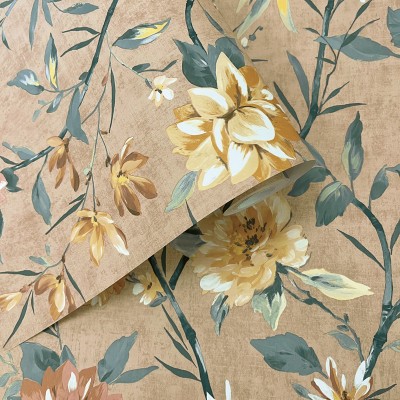 Papel pintado FLORES ASIÁTICAS CORAL JE91854