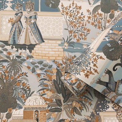 Papel de parede ARQUITETURA ÍNDIA AZUL E LARANJA JE91801 Papel de parede ARQUITETURA ÍNDIA AZUL E LARANJA JE91801