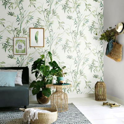 Papel de parede BAMBU FOLHAS VERDES 10388-07