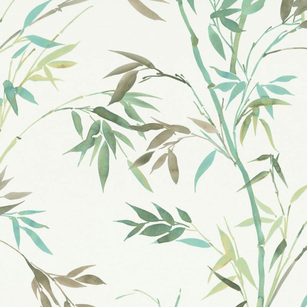 Papel de parede BAMBU FOLHAS VERDES E MARRONS 10388-18
