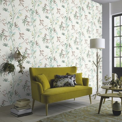 Papel pintado BAMBÚ HOJAS VERDES Y MARRONES 10388-18