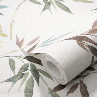 Papel pintado BAMBÚ HOJAS VERDES Y MARRONES 10388-18