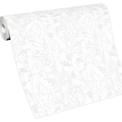 Papel de parede RAMOS BRANCO PEROLADO 10251-01