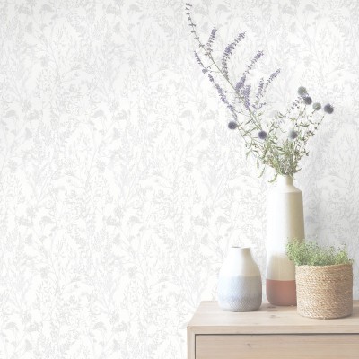 Papel de parede RAMOS BRANCO PEROLADO 10251-01