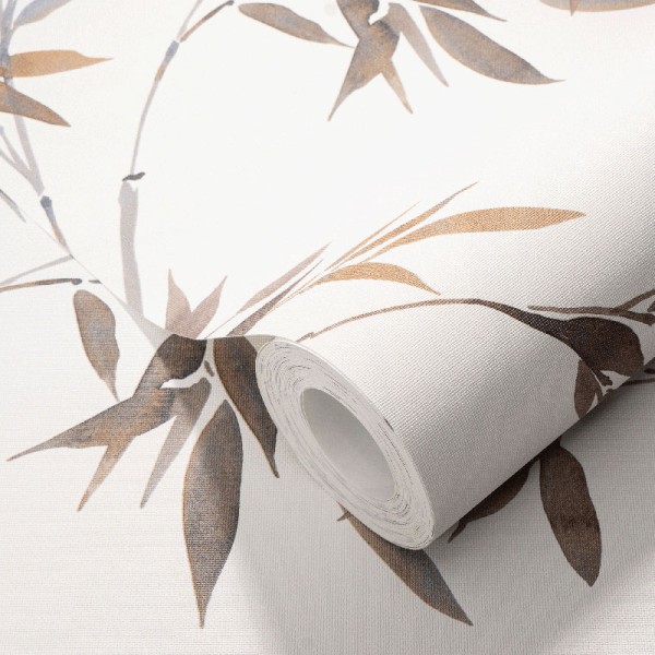 Paper pintat BAMBÚ FULLES MARRONS I GRIS BLAVÓS 10388-11 Paper pintat BAMBÚ FULLES MARRONS I GRIS BLAVÓS 10388-11