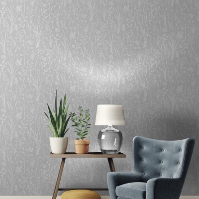 Paper pintat PLANTES SILVESTRES GRIS 5312-1 2