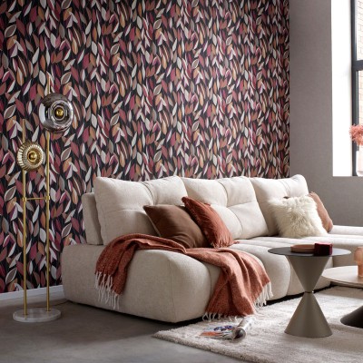 Paper pintat FULLES RETRO ROSA I NEGRE 10431-06