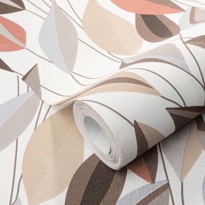 Papel de parede FOLHAS RETRO LARANJA E MARROM 10431-11 Papel de parede FOLHAS RETRO LARANJA E MARROM 10431-11