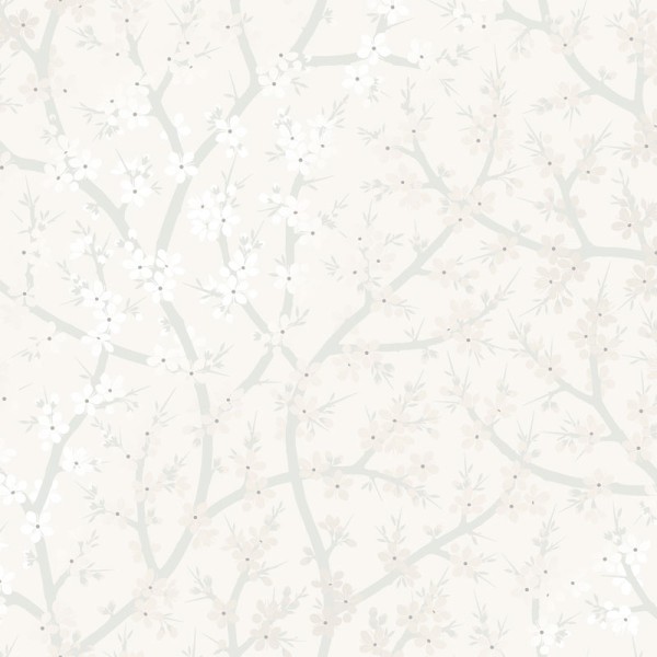 Papel de parede FLORES DE CEREJA PEROLADO E CINZA 5311-1