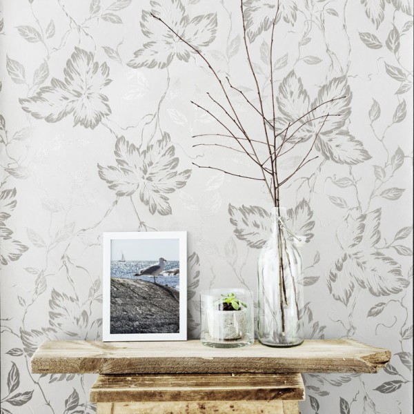 Papel pintado FLORAL PLATEADO 2965-2