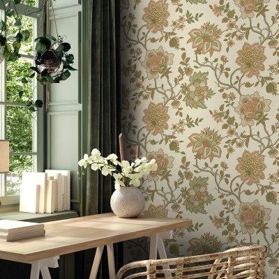 Papel de parede FLORES PAISLEY LARANJA Papel de parede FLORES PAISLEY LARANJA