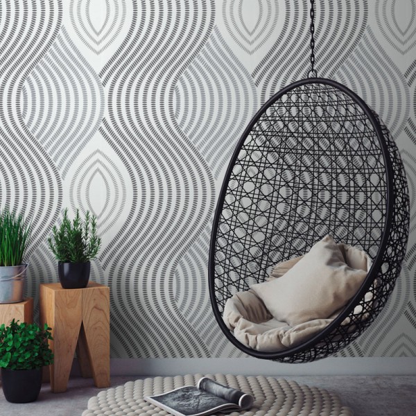 Papel de parede ONDAS EM MOVIMENTO CINZA E PRETO Papel de parede ONDAS EM MOVIMENTO CINZA E PRETO