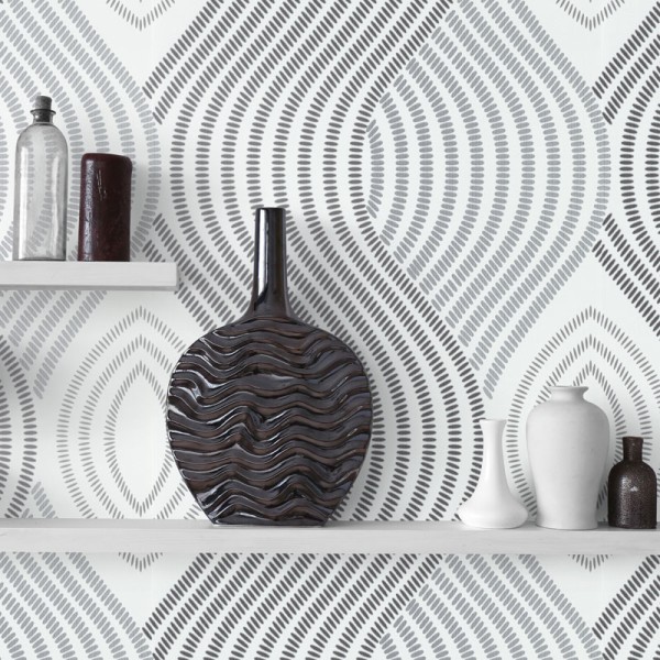 Papel Pintado ONDAS EN MOVIMIENTO GRIS Y NEGRO