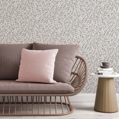 Papel de parede FOLHAS EM RELEVO MARROM