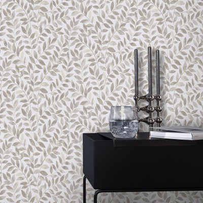 Papel de parede FOLHAS EM RELEVO MARROM