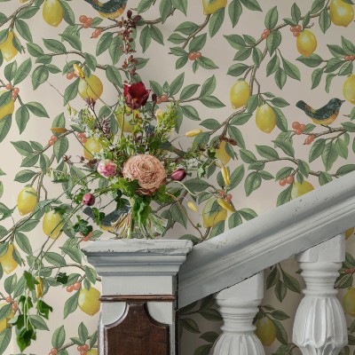 Papel pintado PÁJAROS ENTRE LIMONEROS VERDE TM91890 2