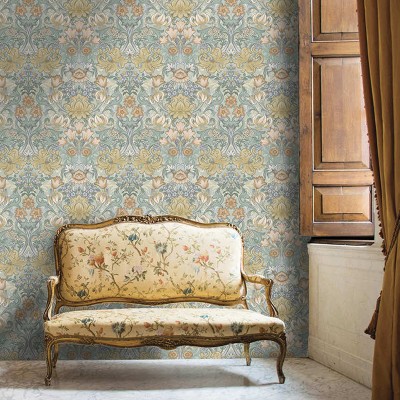 Paper pintat FLORAL DAMASC ANGLÈS TARONJA I VERD AIGUA TM91904 Paper pintat FLORAL DAMASC ANGLÈS TARONJA I VERD AIGUA TM91904