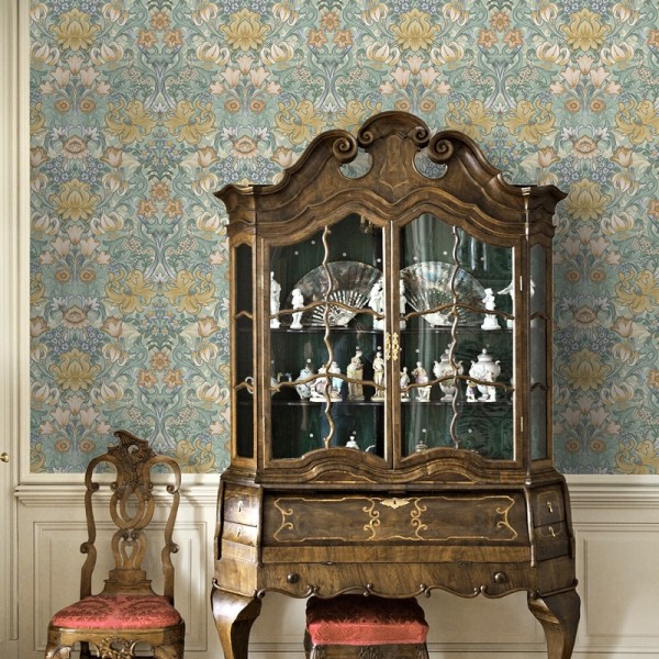 Paper pintat FLORAL DAMASC ANGLÈS TARONJA I VERD AIGUA TM91904 Paper pintat FLORAL DAMASC ANGLÈS TARONJA I VERD AIGUA TM91904