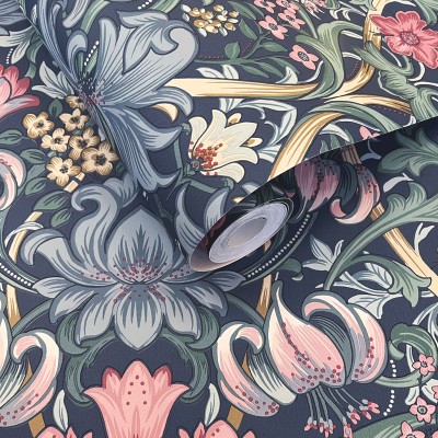 Paper pintat FLORAL DAMASC ANGLÈS BLAU TM91903
