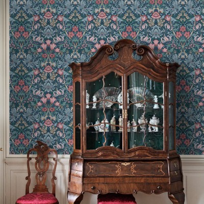 Papel de parede DAMASCO FLORAL INGLÊS AZUL TM91903