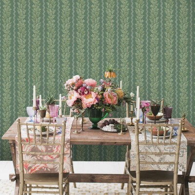 Papel pintado RAMITAS VERTICALES VERDE TM91983 2