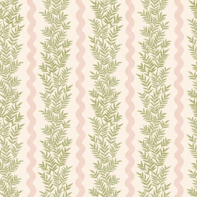 Papel pintado RAMITAS VERTICALES ROSA Y VERDE TM91980