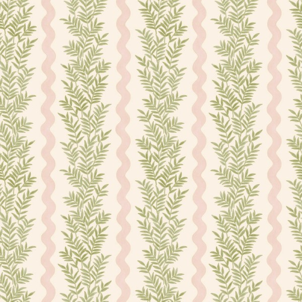 Papel pintado RAMITAS VERTICALES ROSA Y VERDE TM91980