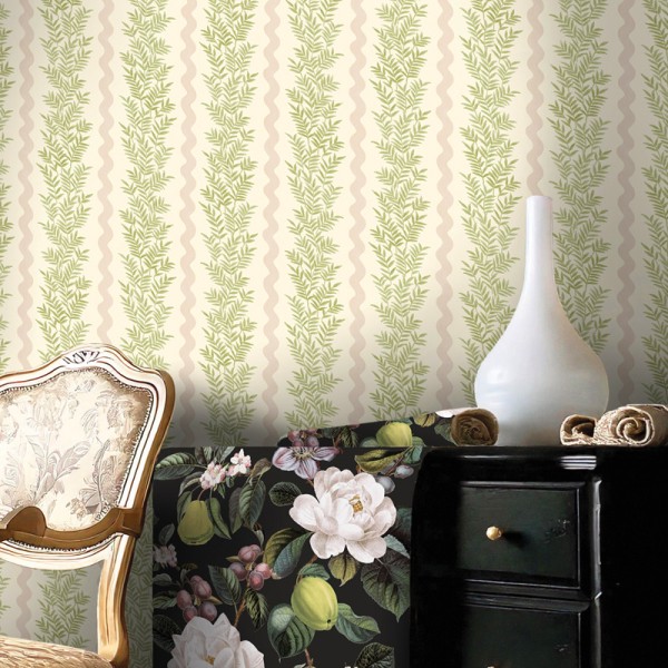 Papel de parede GALHOS VERTICAIS ROSA E VERDE TM91980