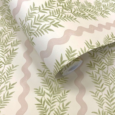 Papel de parede GALHOS VERTICAIS ROSA E VERDE TM91980