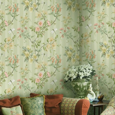 Papel de parede FLORA COM RISCAS VERDE TM91930