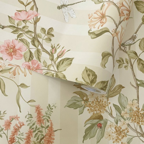 Paper pintat FLORA AMB RATLLES BEIGE TM91932 Paper pintat FLORA AMB RATLLES BEIGE TM91932