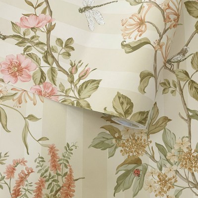 Papel pintado FLORA A RAYAS BEIGE TM91932