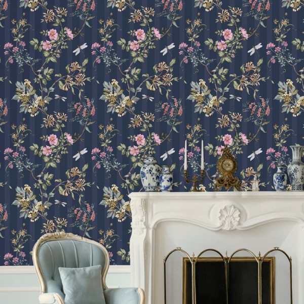 Paper pintat FLORA AMB RATLLES BLAU MARÍ TM91933 Paper pintat FLORA AMB RATLLES BLAU MARÍ TM91933