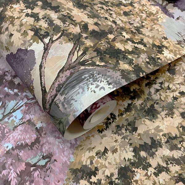 Papel de parede PAISAGEM ÁRVORES VERDE E LAVANDA TM91950