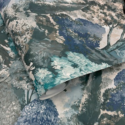 Papel de parede PAISAGEM ÁRVORES VERDE E AZUL TM91952