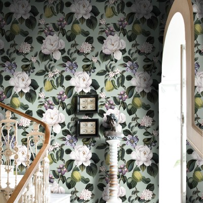 Papel de parede FLORAL ELEGANTE VERDE ÁGUA TM91912 2