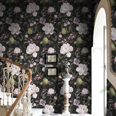 Papel de parede FLORAL ELEGANTE PRETO TM91911 Papel de parede FLORAL ELEGANTE PRETO TM91911