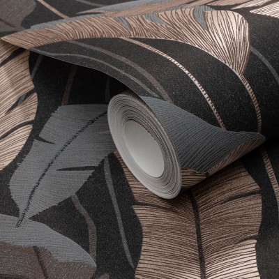 Papel pintado HOJAS PALMA COBRE Y NEGRO 10344-47 Papel pintado HOJAS PALMA COBRE Y NEGRO 10344-47